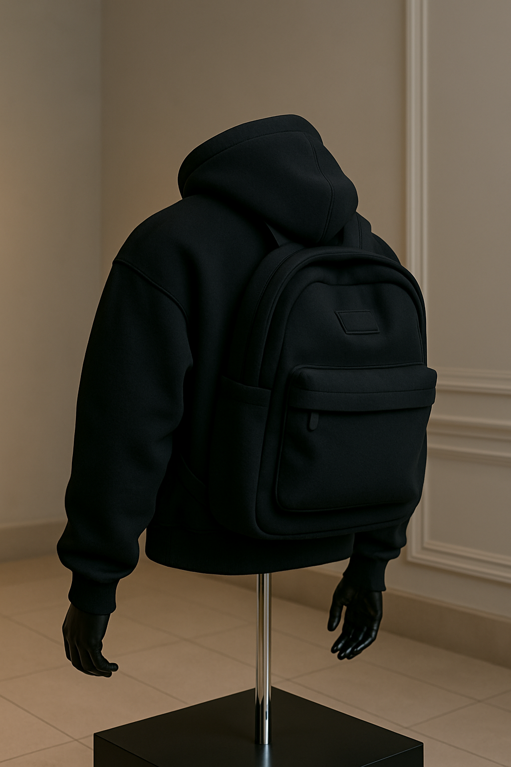 Luxury Hoodie with Integrated Backpack (BLACK)