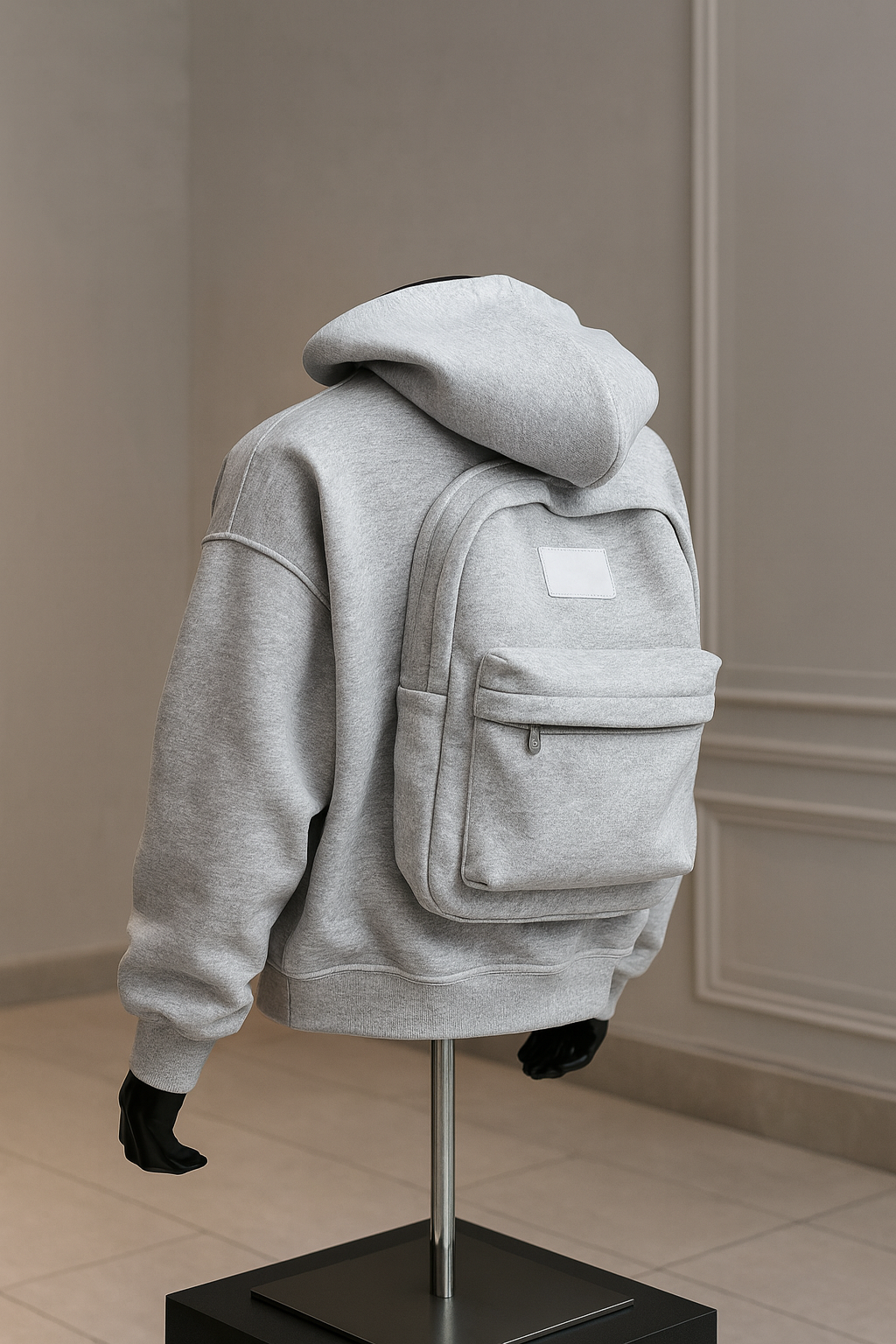 Luxury Hoodie with Integrated Backpack (GREY)