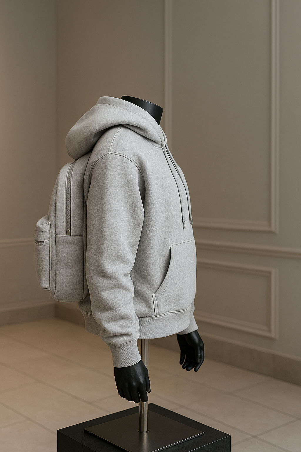 Luxury Hoodie with Integrated Backpack (GREY)