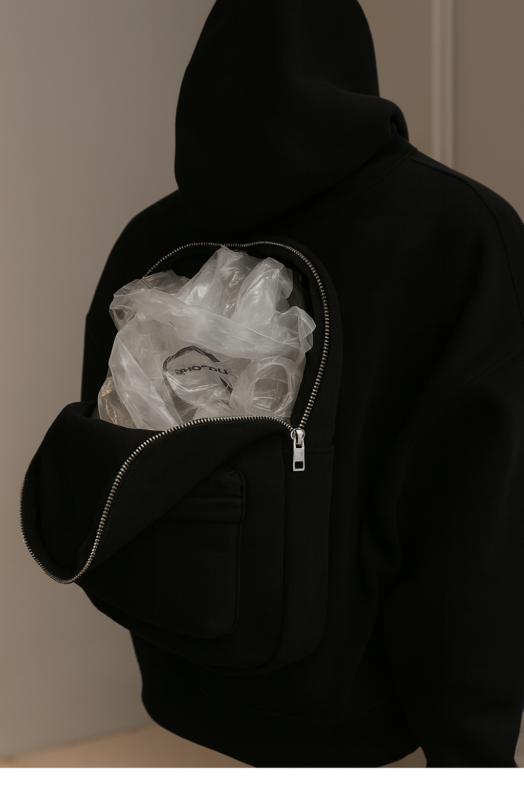 Luxury Hoodie with Integrated Backpack (BLACK)
