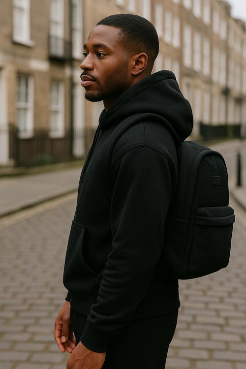 Luxury Hoodie with Integrated Backpack (BLACK)
